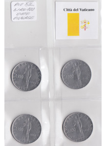 Serietta composta da 4 monete Papa Pio XII  Lire 100 in ACMONITAL 